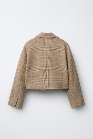 BLAZER COURT À CARREAUX - Beige clair de Zara - Image 1