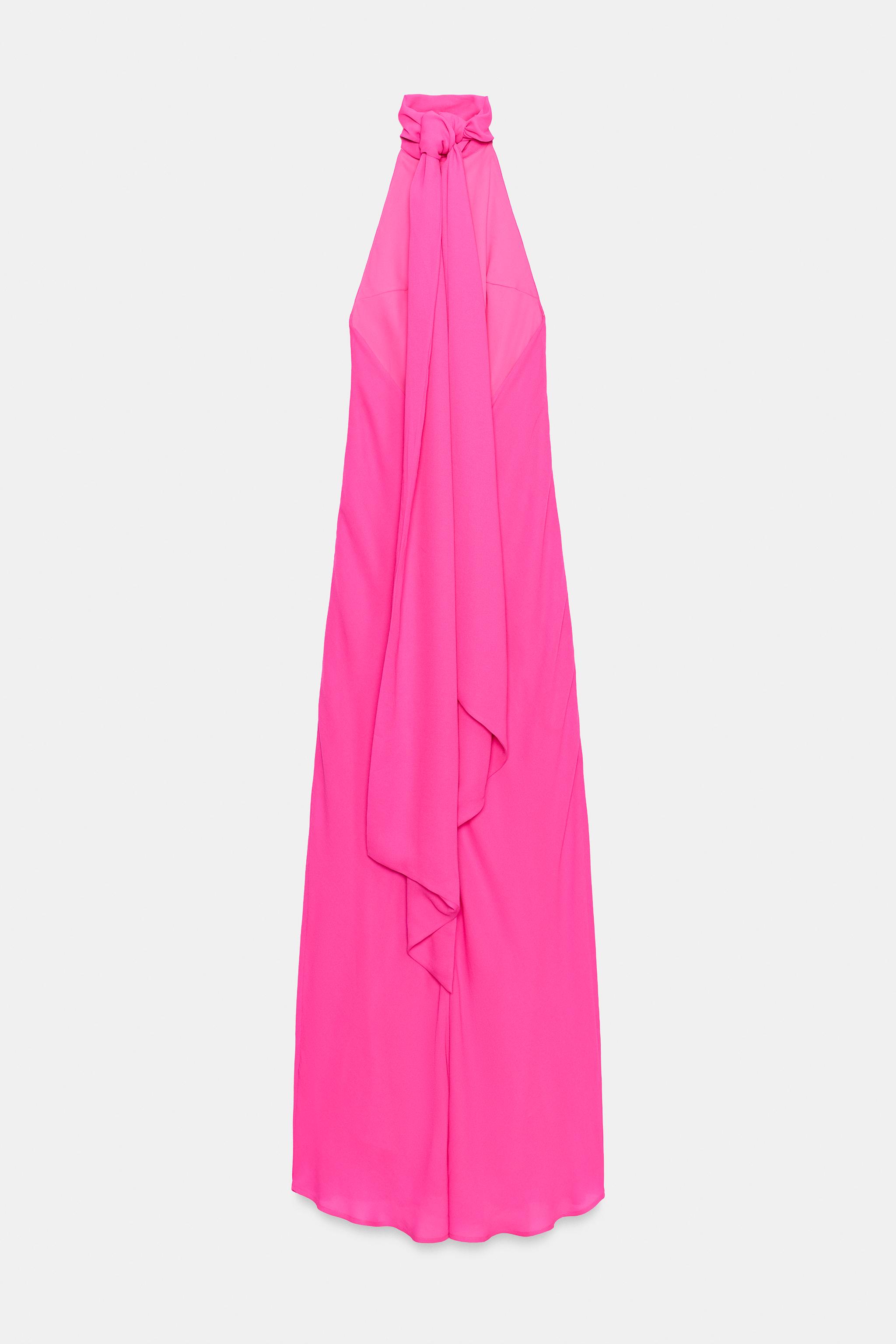 Женские платья Zara HALTER NECK TIE MAXI DRESS — фото 7