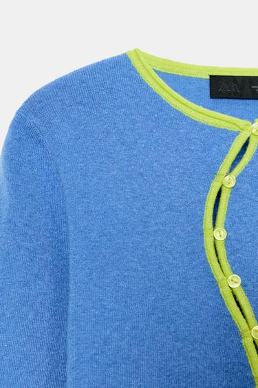 DOUBLE-BREASTED KNIT CARDIGAN - Bluish by Zara - Image 7
