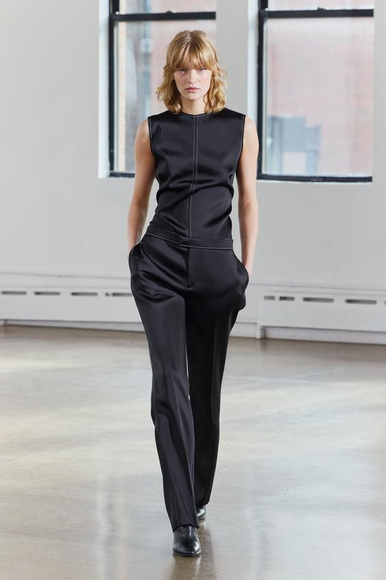 ZWコレクション サテンステッチパンツ - ブラック | ZARA Japan / 日本 