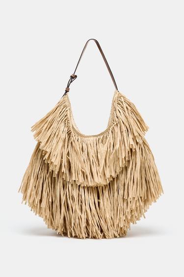 BOLSO SHOPPER FLECOS - Beige claro de Zara