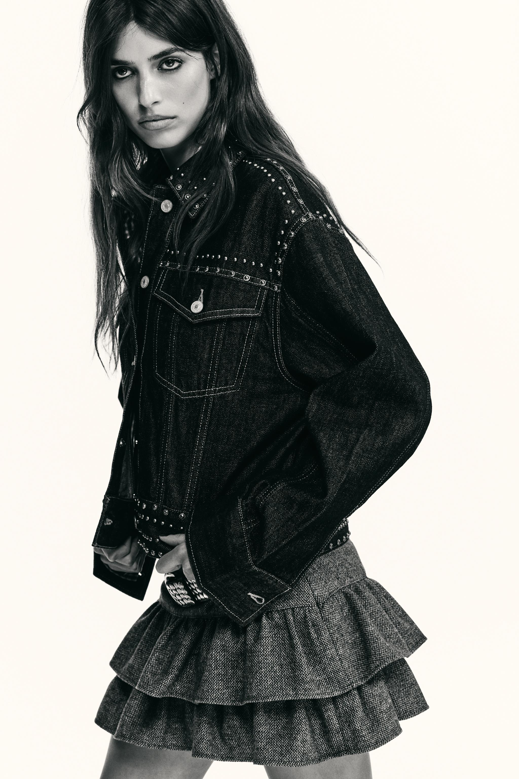 STUDDED DENIM EFFECT JACKET