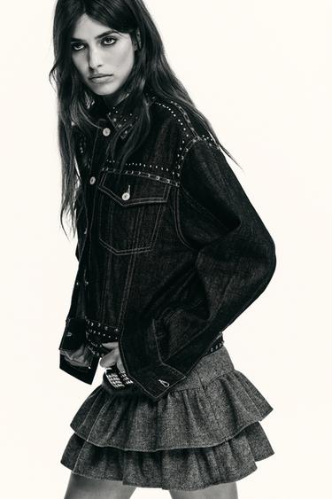 VESTE EFFET JEAN À CLOUS - Indigo foncé de Zara - Image 1