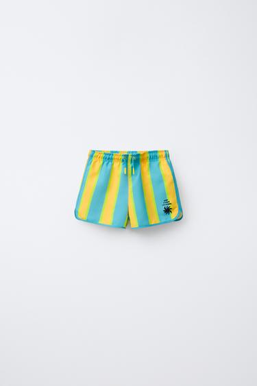 3-6 YEARS/STRIPED SWIM SHORTS - Turquoise by Zara