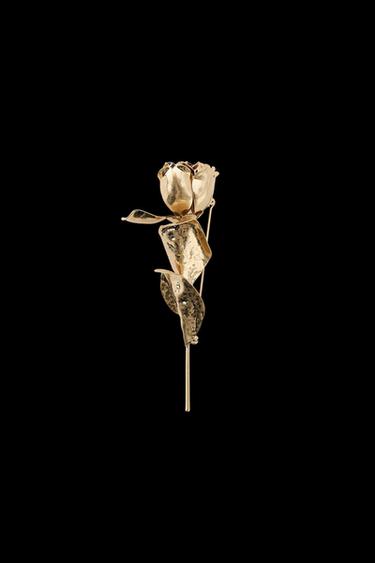 Zara MAXI NEEDLE FLOWER BROOCH - Golden - Image 0
