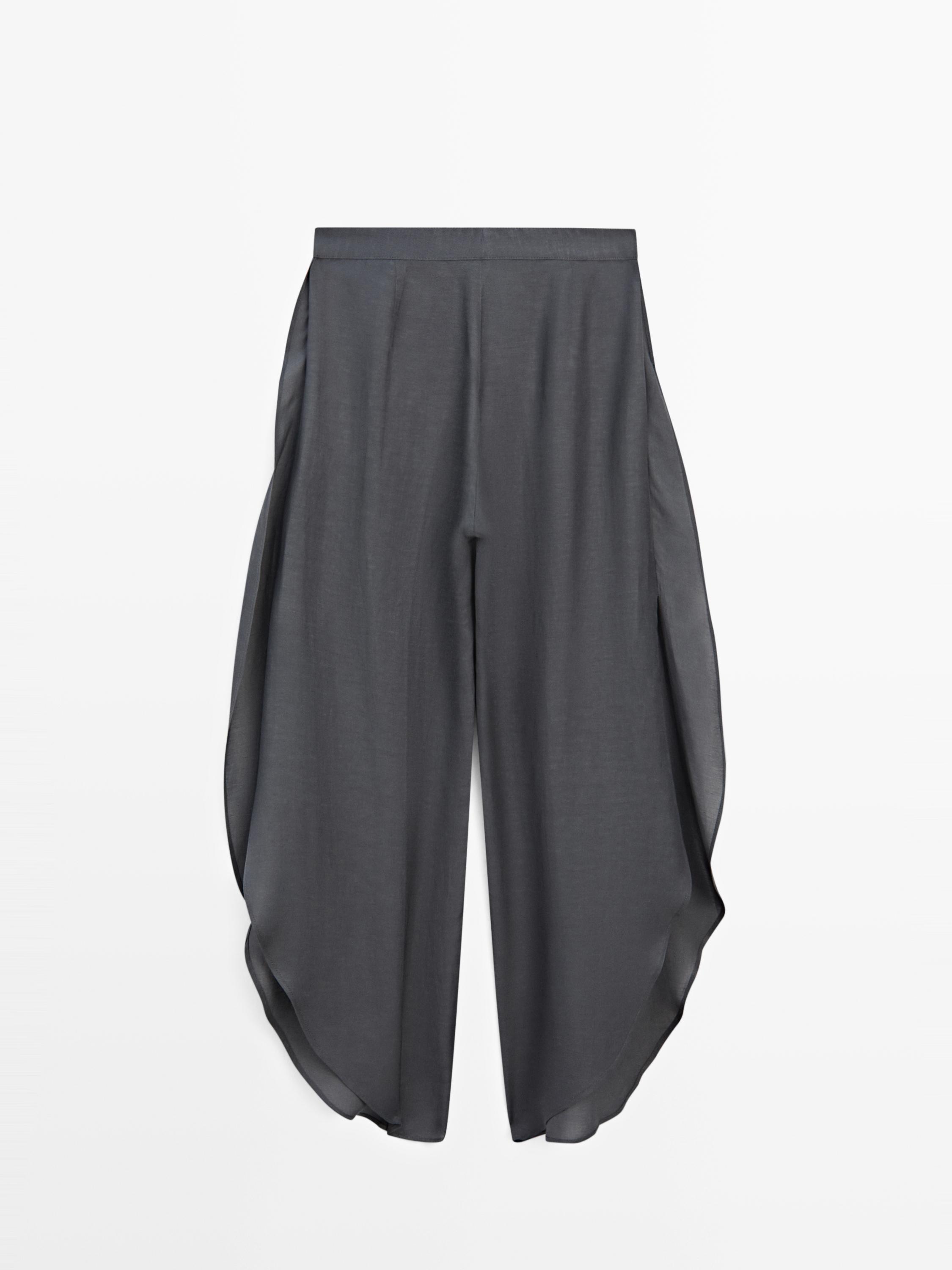 Linen blend trousers with slit details