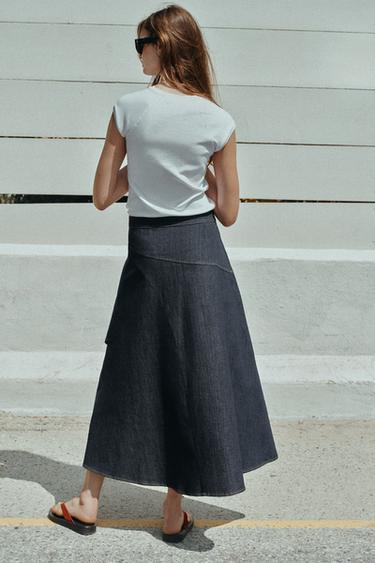 Z1975 LAYERED DENIM MIDI SKIRT WITH RUFFLE - Blue by Zara - Image 5