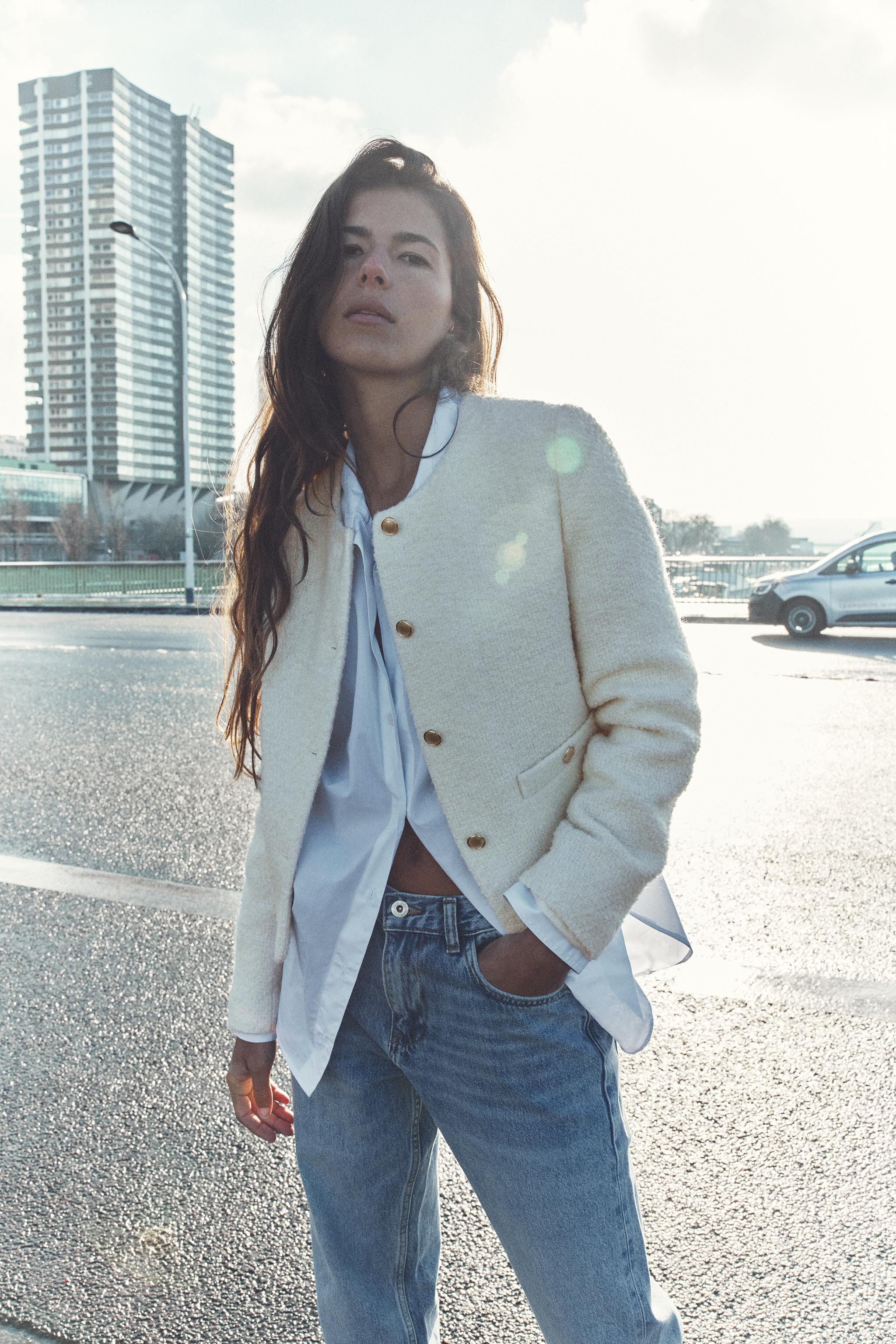 Zara white best sale tweed jacket