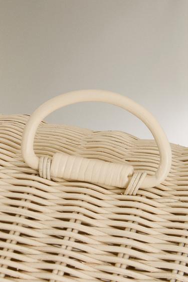 KIDS’ RATTAN HAMPER WITH LID - Oyster-white by Zara - Image 3