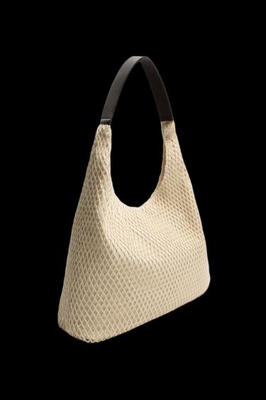 Zara FABRIC SHOPPER BAG - Off White