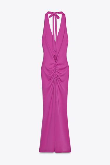 ROBE HALTER À PLIS - Violet de Zara - Image 5