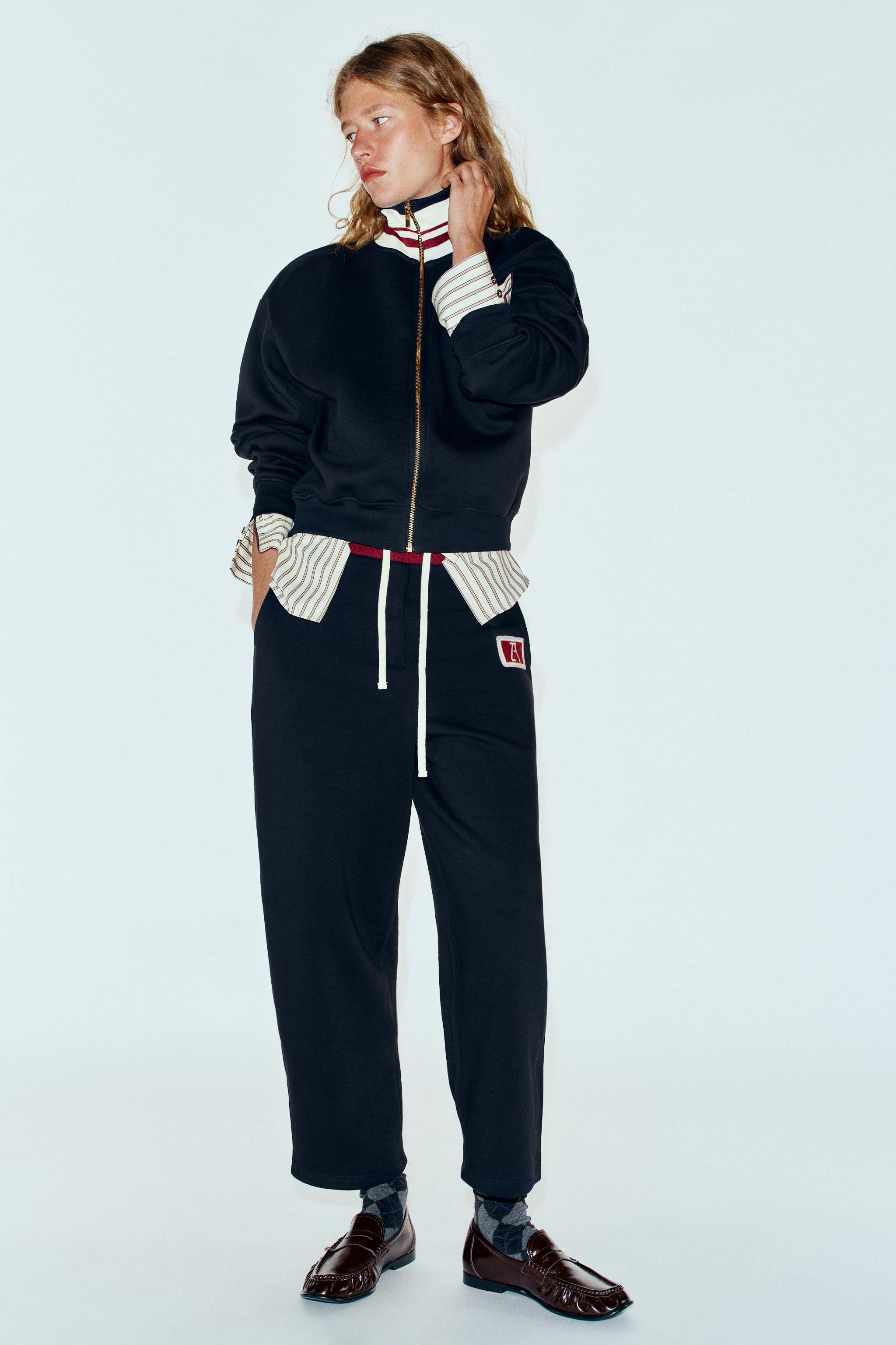 EMBROIDERED ZA PLUSH TROUSERS - Navy blue | ZARA Singapore