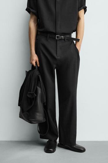 Zara FLOWY PLEATED PANTS - Black