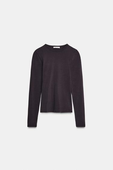 Zara LONG SLEEVE T-SHIRT - Brown