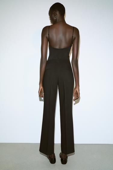 PANTALON DROIT TAILLE HAUTE - Noir de Zara - Image 4