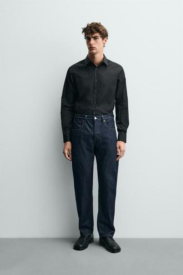 პერანგი REGULAR FIT სტრუქტურა - Zara-ს Black