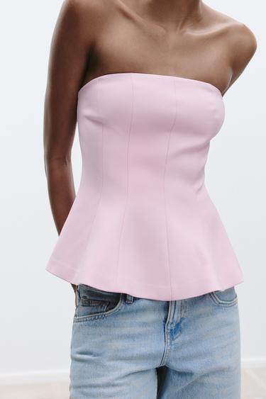 Zara Pink Ruffle Romatic Top Women's Pink Tops | ZARA India