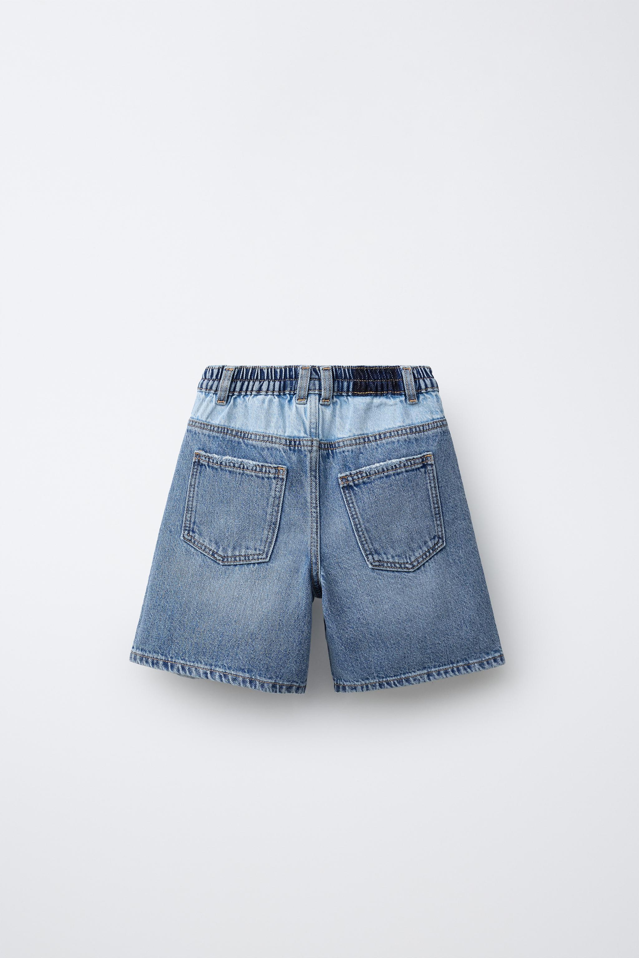 COLOR BLOCK DENIM SHORTS