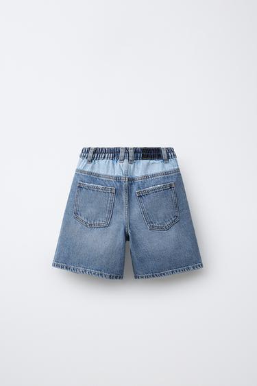 COLOR BLOCK DENIM BERMUDASHORTS - lys blå fra Zara