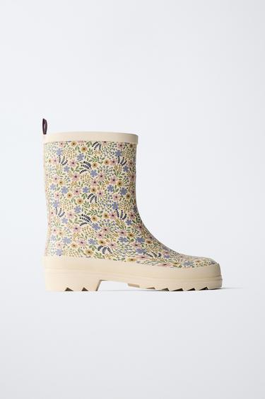 BOTTES DE PLUIE FLEURS - Blanc de Zara