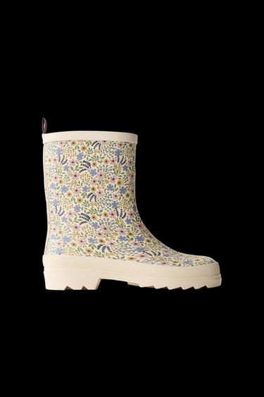Zara FLORAL RAIN BOOTS - White