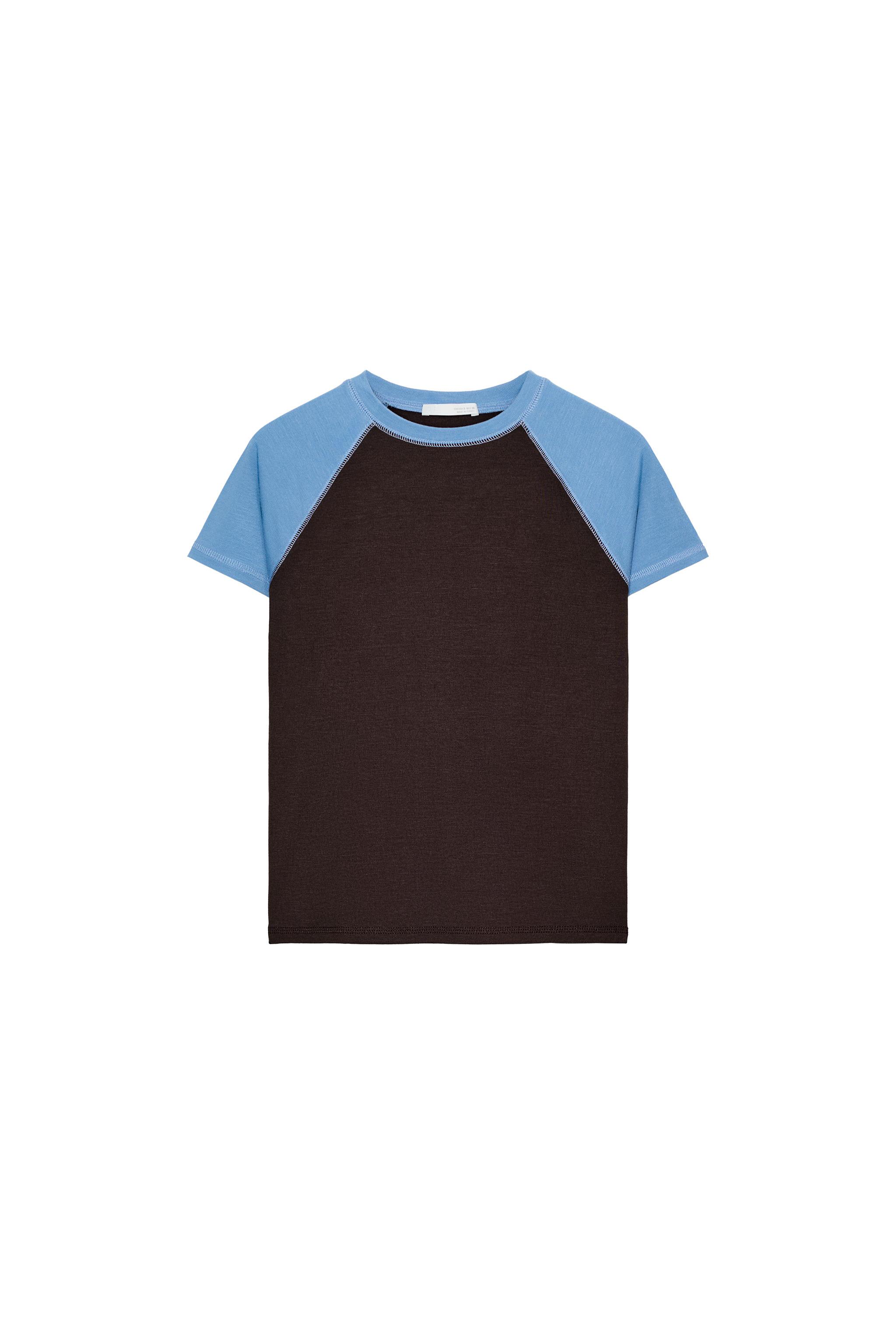 SHORT SLEEVE RAGLAN T-SHIRT - Brown-Blue | ZARA South Africa
