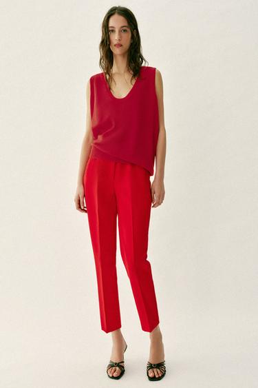 ハイウエストパンツブライトレッドZaraのハイウエストパンツ - ブライトレッド 