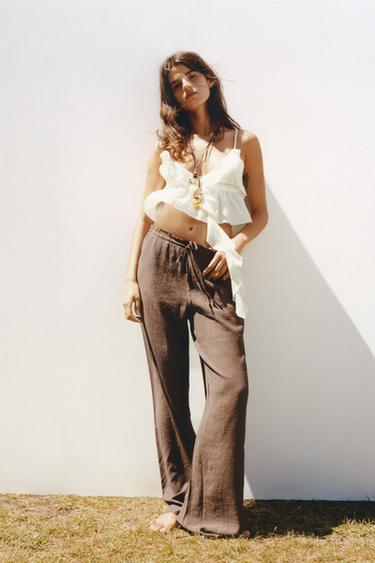 TEXTURED TROUSERS - Chocolate brown by Zara - Image 0