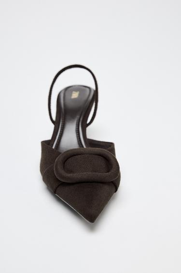 CHAUSSURES OUVERTES À L'ARRIÈRE AVEC PIÈCE - Marron de Zara - Image 4