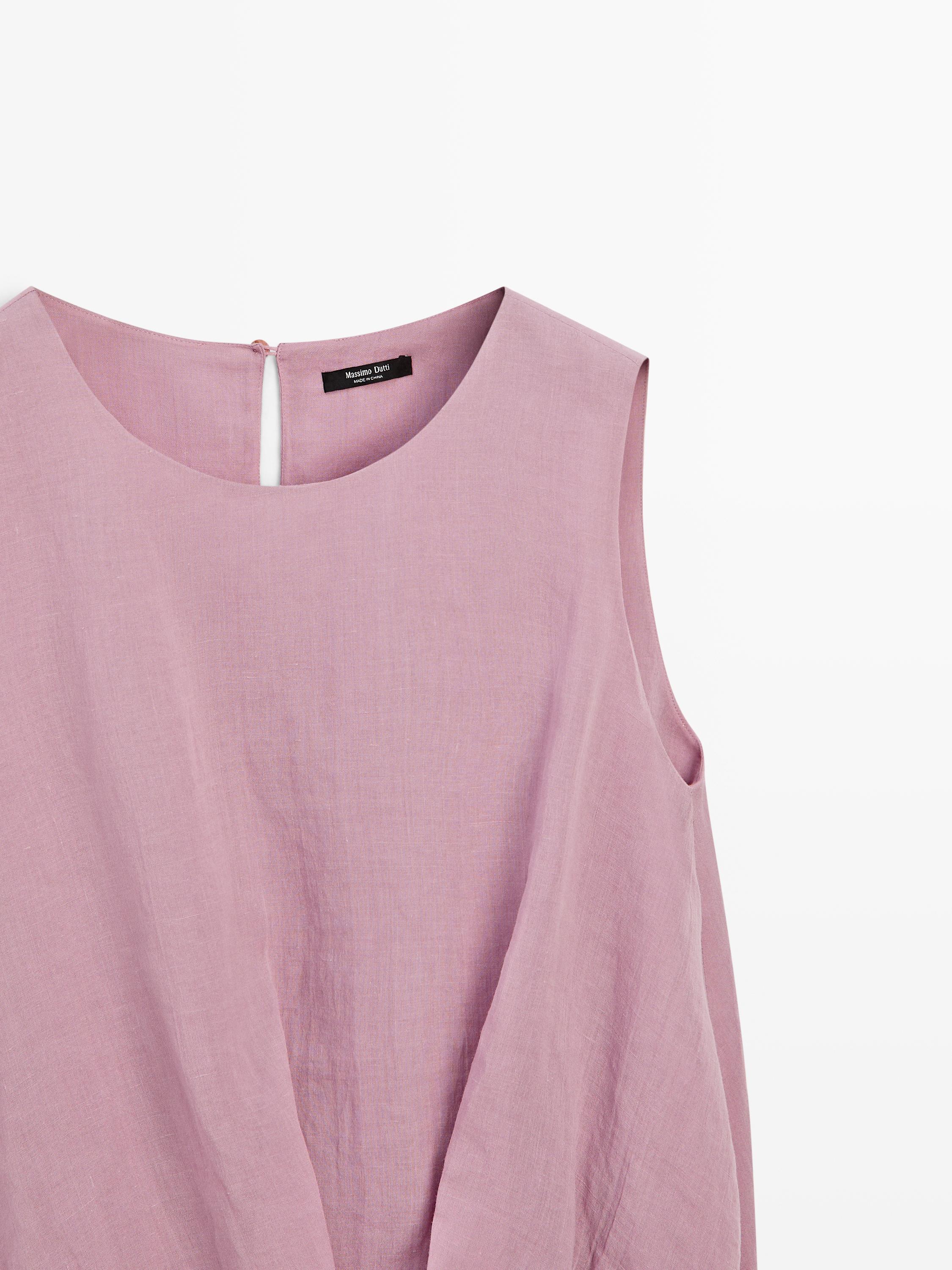 Sleeveless ramie blend top