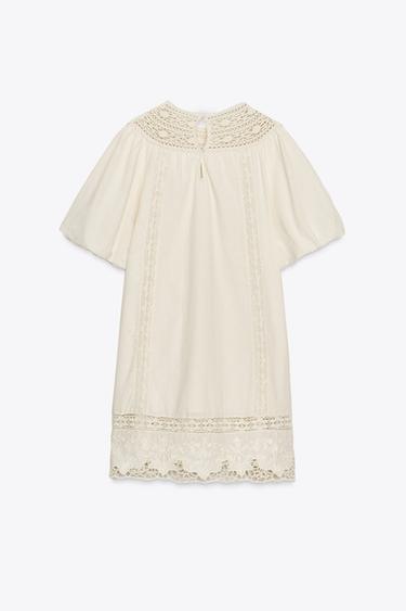 ZW COLLECTION EMBROIDERED SHORT DRESS - Ecru by Zara - Image 5