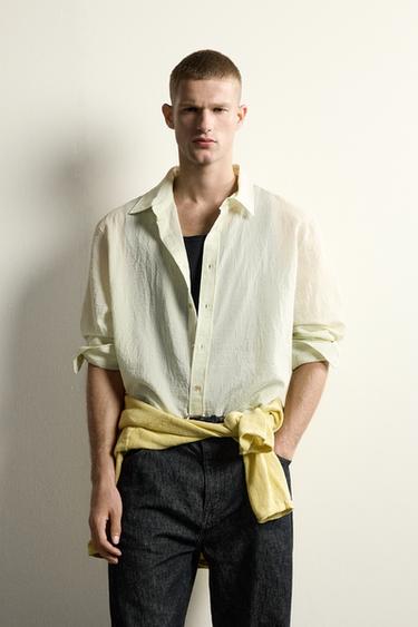 FLOWING TEXTURED SHIRT - Light green by Zara