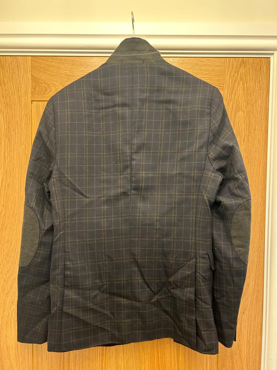 ZARA MAN NAVY CHECK BLAZER - Image 3