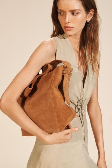 Zara SUEDE SHOPPER BAG LIMITED EDITION - Dark tan