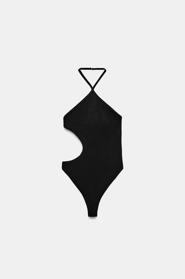 BODY HALTER CUT OUT EN MAILLE STRETCH - Noir de Zara - Image 4