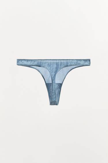 100% SILK CREASED-EFFECT THONG LIMITED EDITION - Light blue by Zara - Image 1