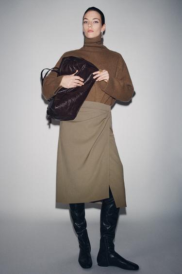 СТРУЯЩАЯСЯ ЮБКА-ПАРЕО — ZW COLLECTION — СЕРО-КОРИЧНЕВЫЙ от Zara — изображение 0