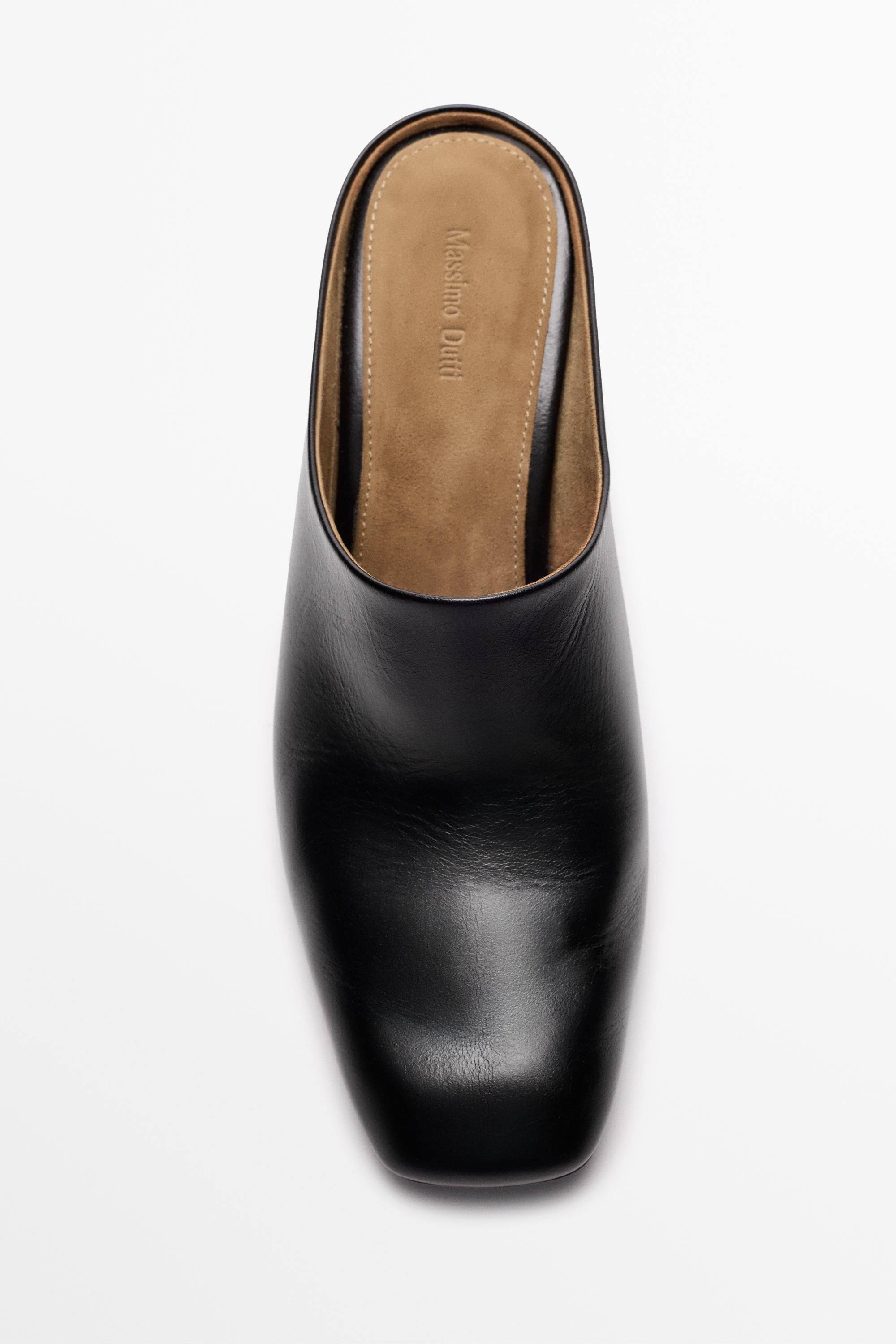 Leather wedge mule