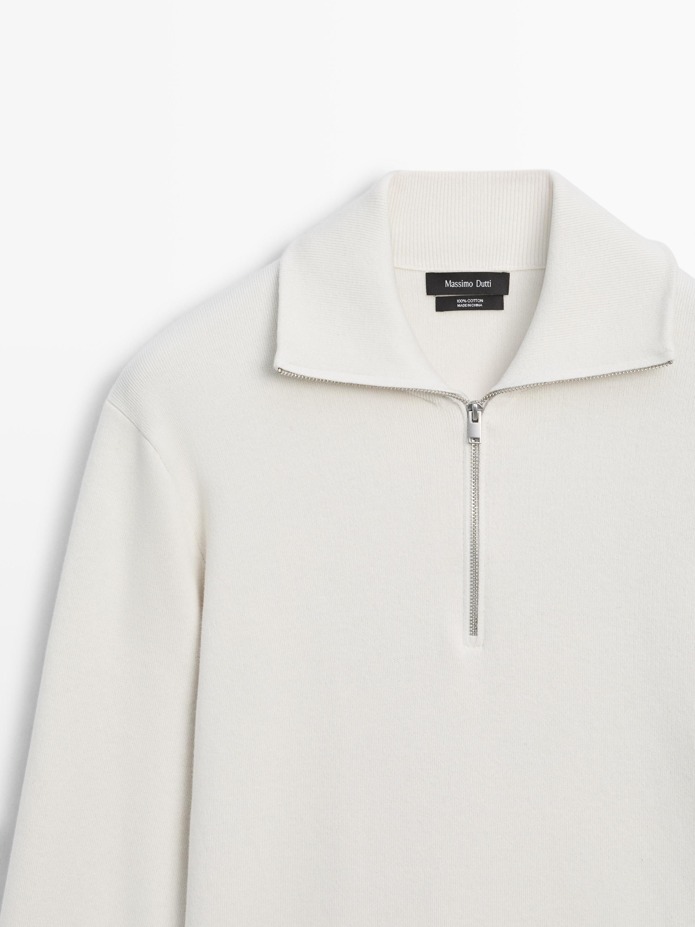 Knit 100% cotton quarter-zip sweater