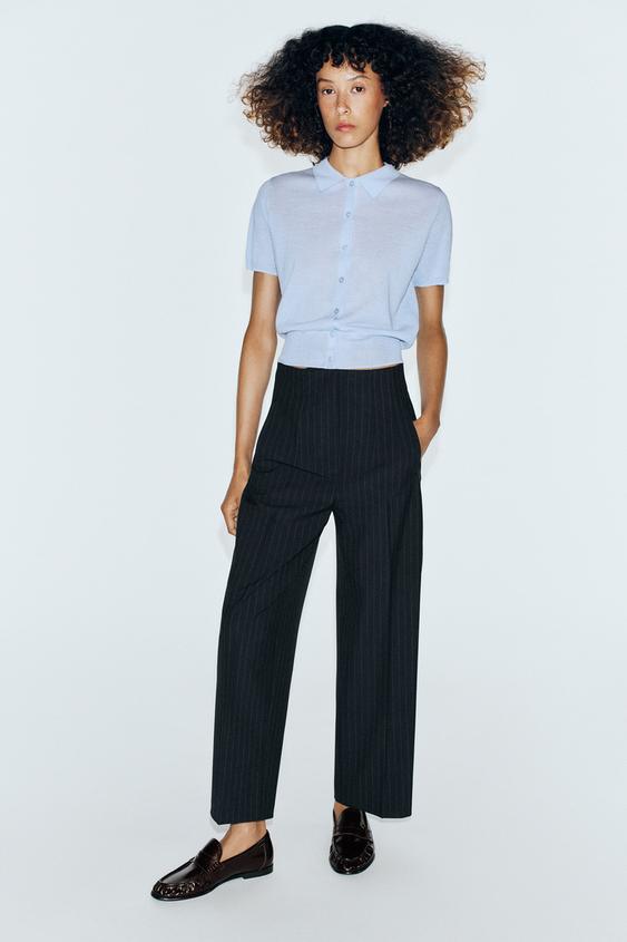 سروال برميل بخصر عالٍ - خطوط الخاص بـ Zara - صورة 0