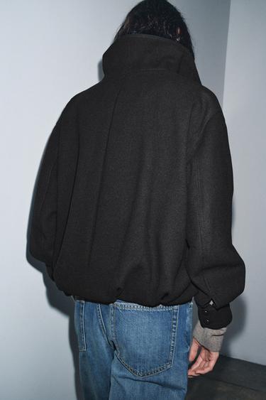 MINIMAL WOOL BOMBER JACKET ZW COLLECTION - Black by Zara - Image 2