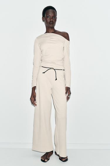 Pantalon Zara Woman Blanc Tissu Habillé Taille M - Comme Neuf, Sans étiquettes