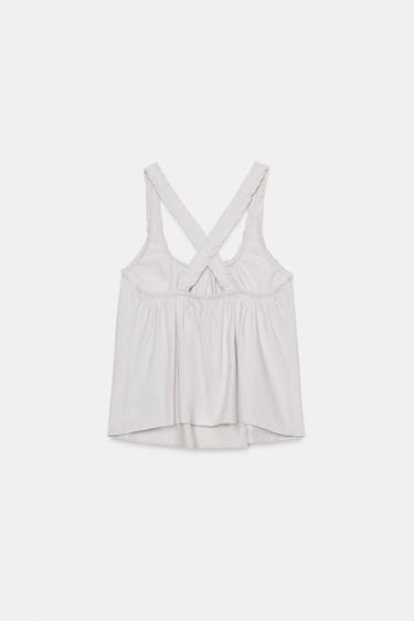 POPLIN STRAPPY TOP - Light lilac by Zara - Image 3