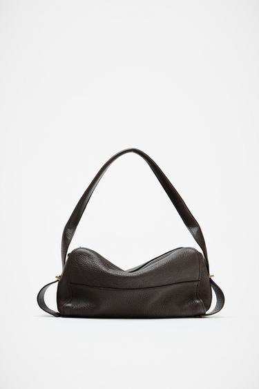 LEATHER SHOULDER BAG - Brown by Zara