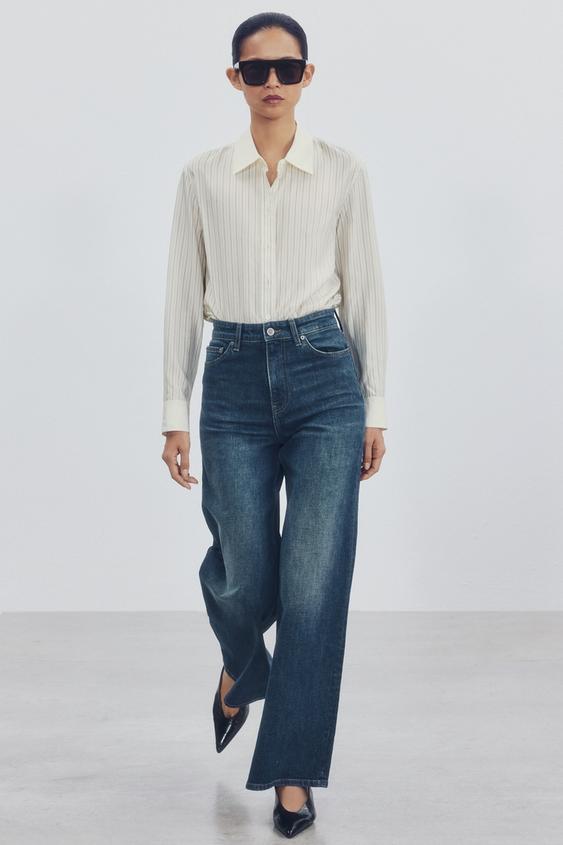 Zara ZW COLLECTION COMFORT HIGH-RISE WIDE-LEG JEANS - Light blue - Image 0