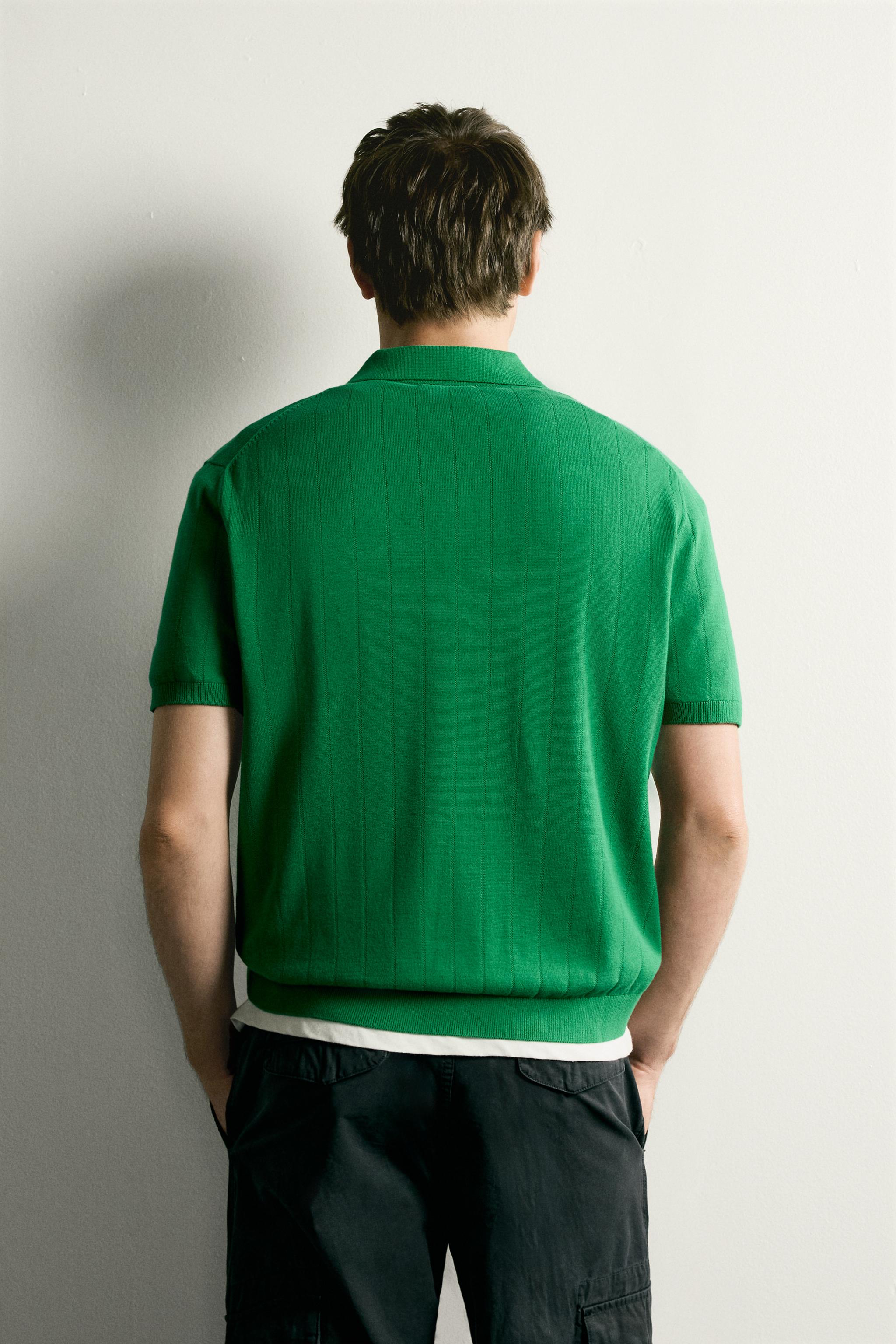 Zara REGULAR FIT FİTİLLİ TRİKO POLO T-SHIRT görsel 3