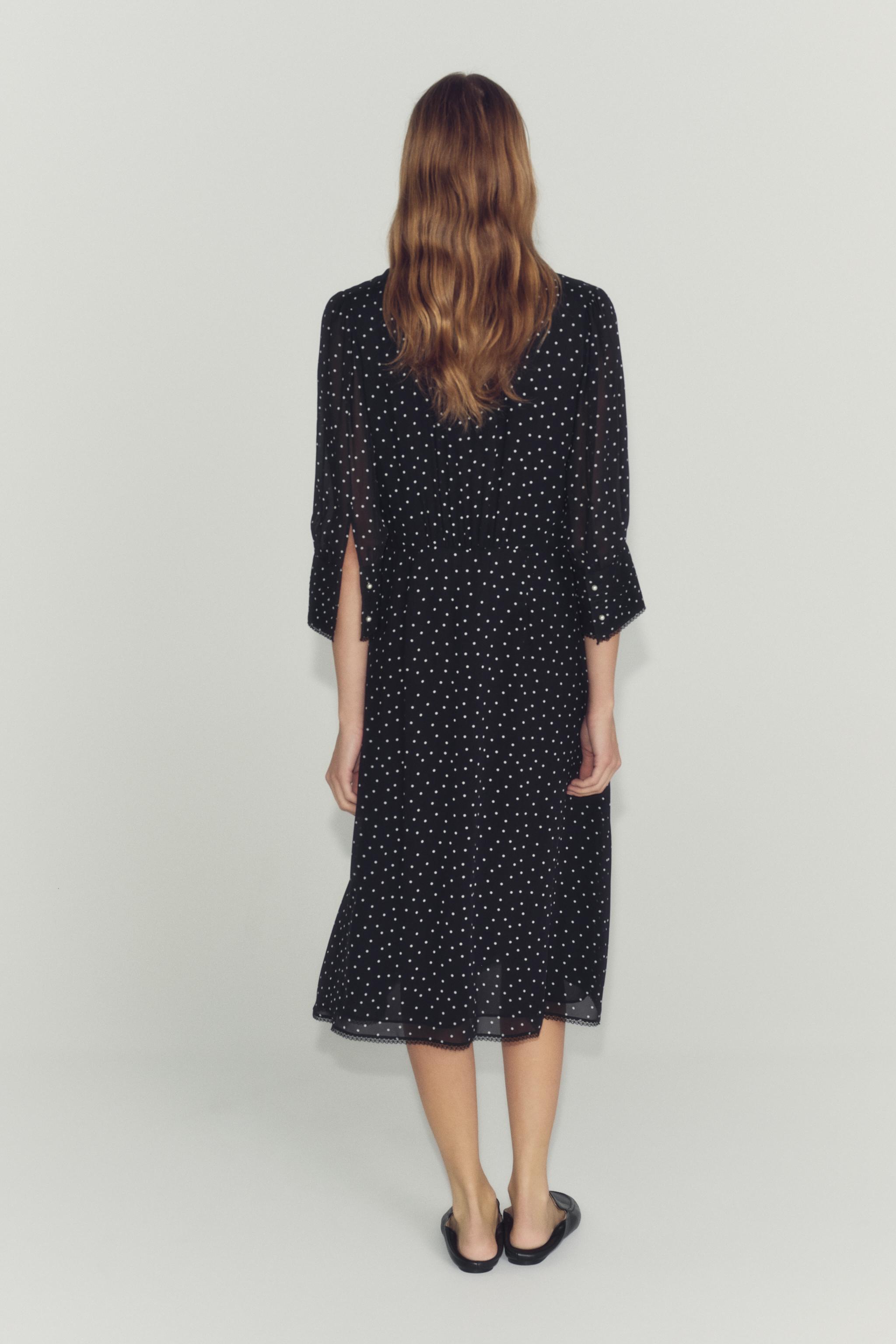 Женские платья Zara ZW COLLECTION PRINTED RULLLED POLKA DOT DRESS — фото 4