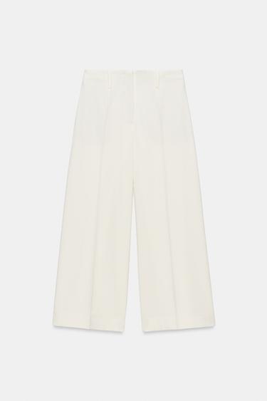 PANTALÓN ANCHO CORTO - Crudo de Zara