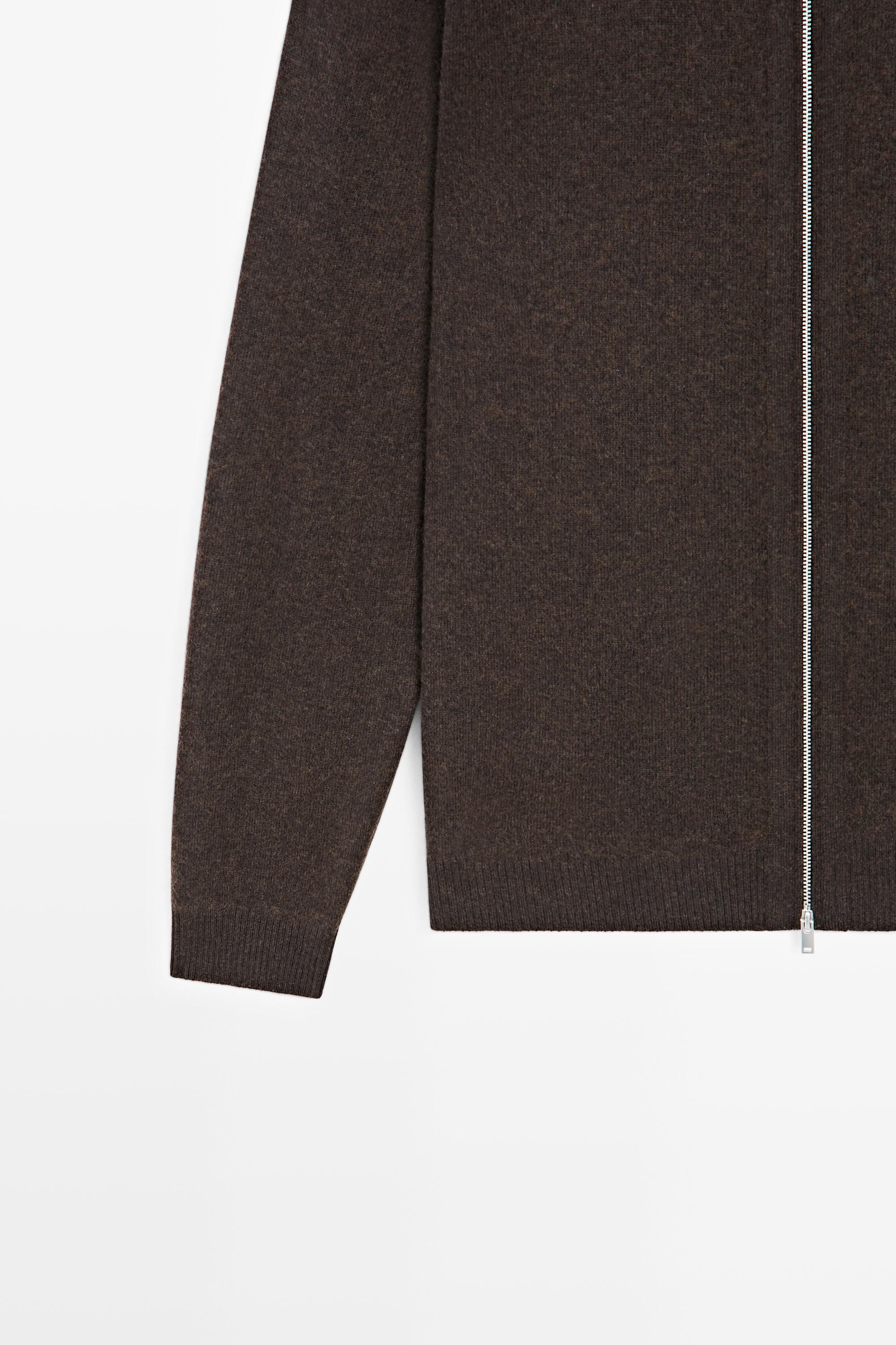 Wool-blend knit hooded cardigan