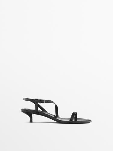 Sandales à talon lanières - Noir de Zara